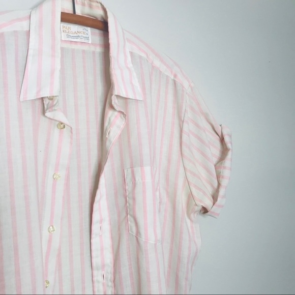 VTG Retro 90’s Blush Striped Button Up Popover - Picture 3 of 5